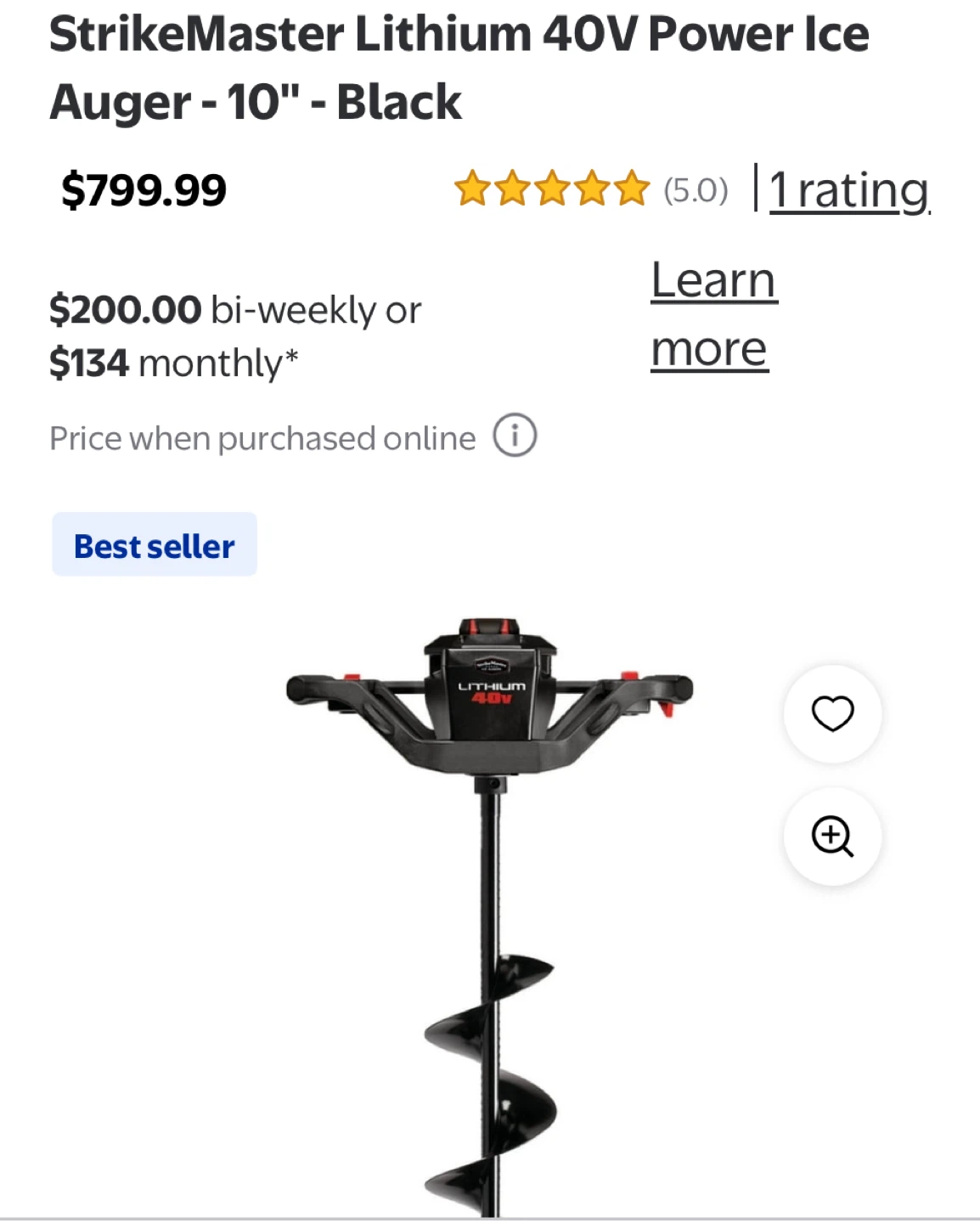 Ice Auger Strike Master 40v