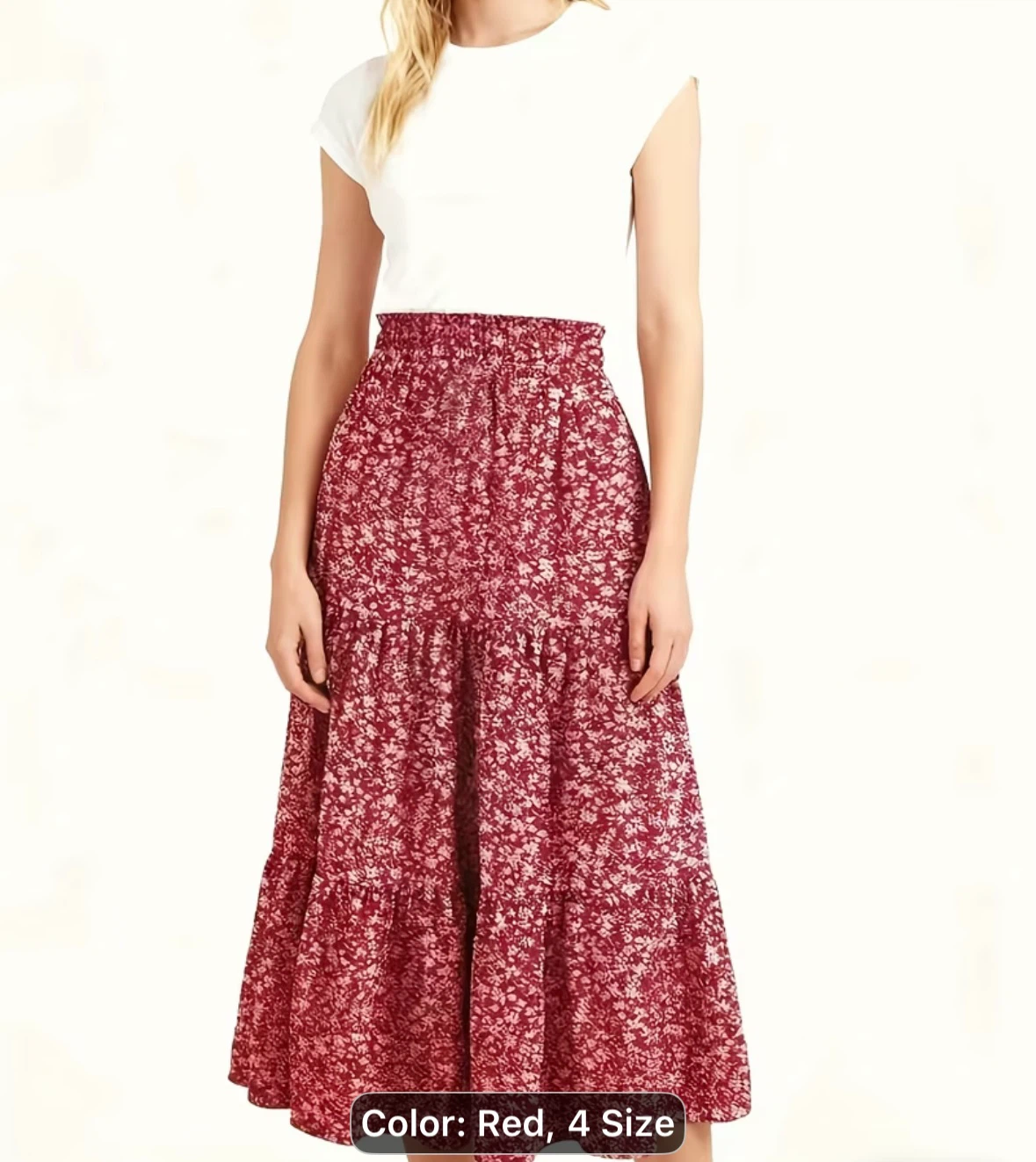 Floral Pattern Vintage Midi Skirt - photo 3