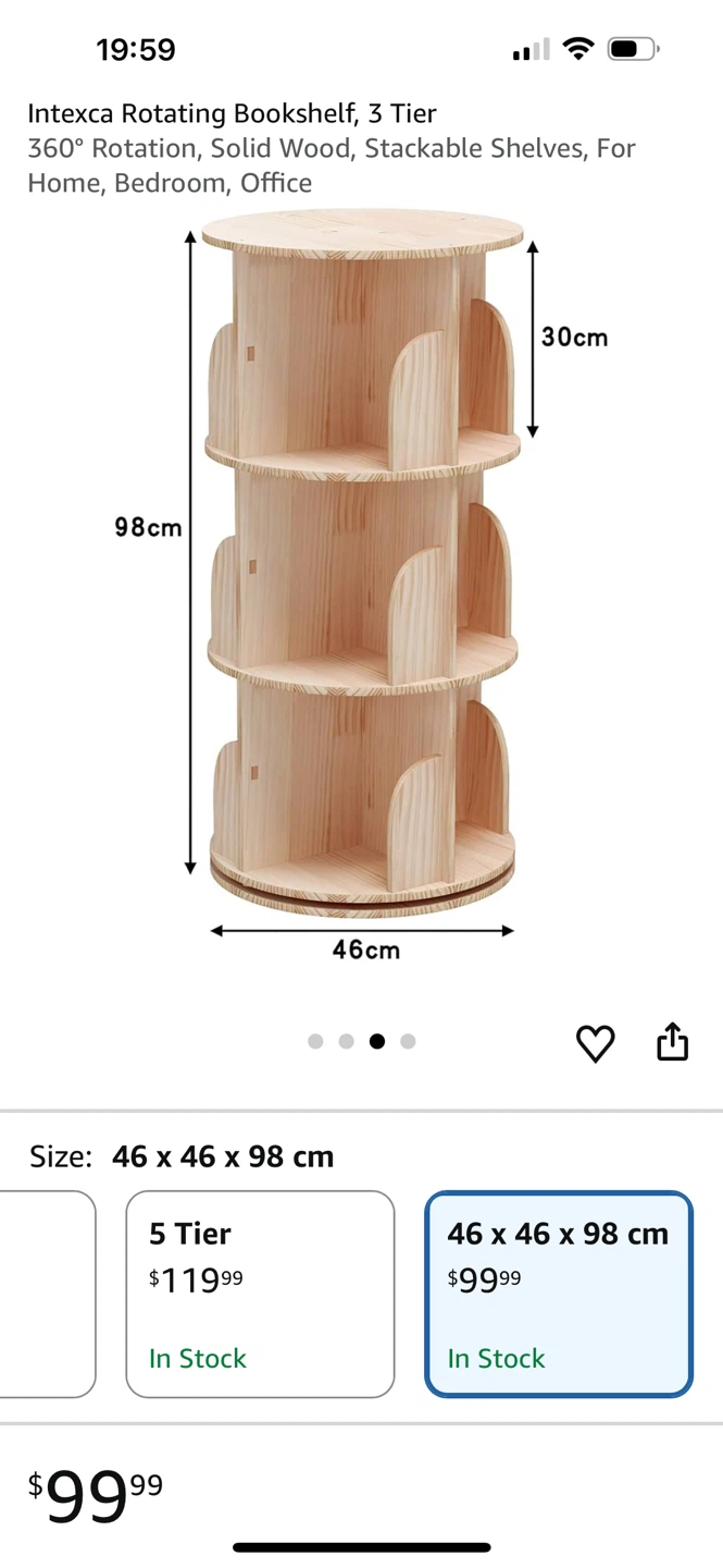 Intexca 3 Tier Rotating Bookshelf - photo 4