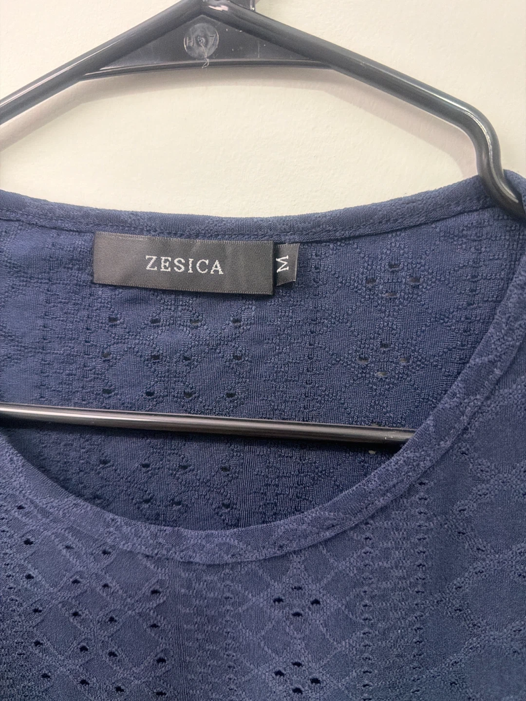 ZESICA Navy Blue Textured Long Sleeve Top - Size M - photo 2