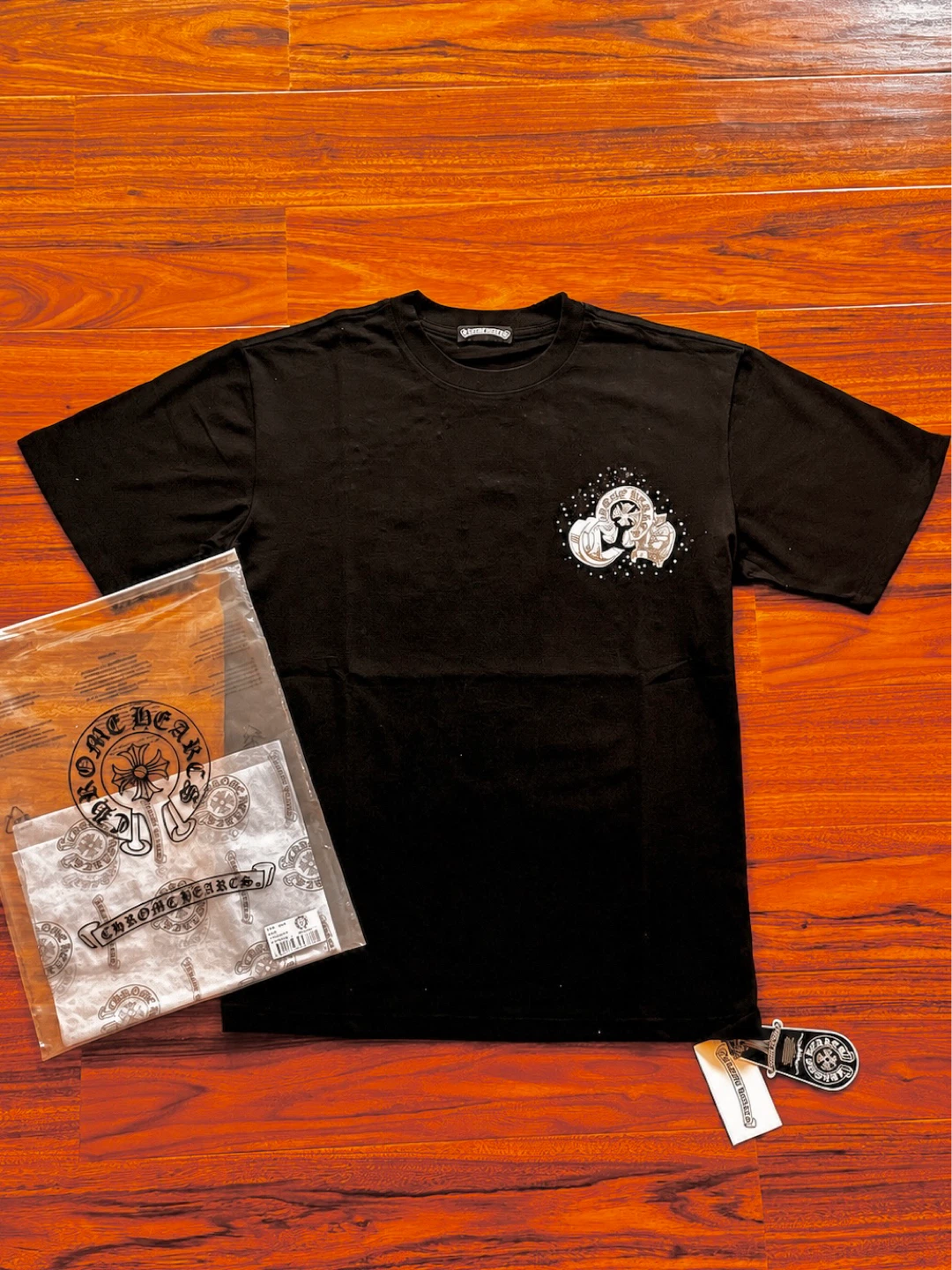 Chrome Black Cross Tee - Size Medium