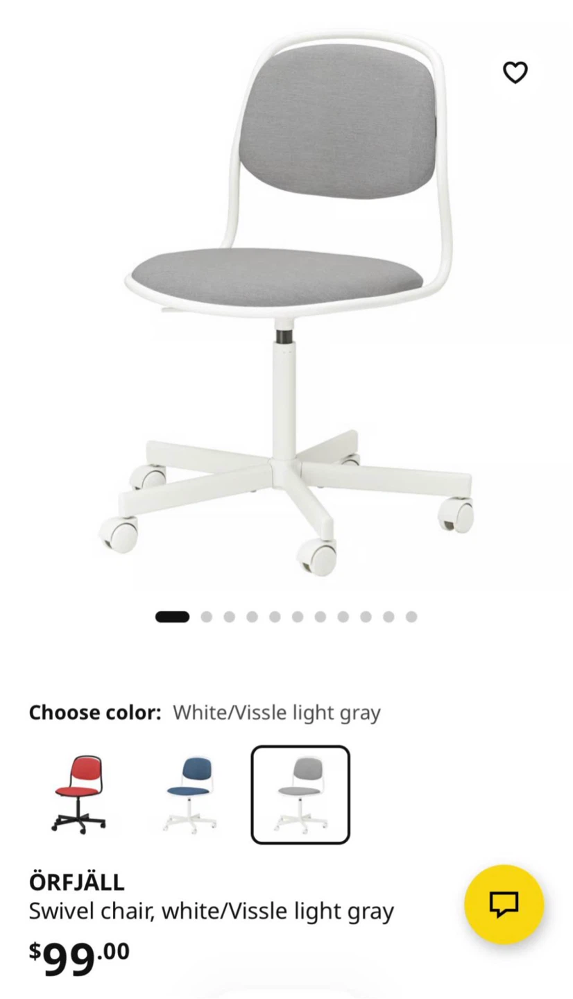 IKEA ÖRFJÄLL Swivel Chair - White/Light Gray - photo 2