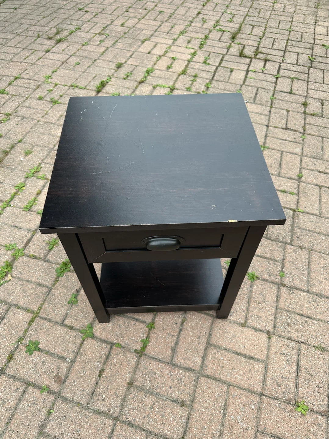 Black Wood Side Table with Drawer and Shelf - photo 2
