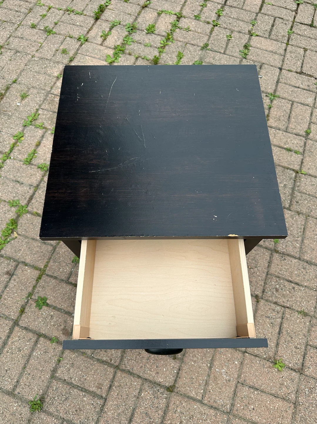 Black Wood Side Table with Drawer and Shelf - photo 3