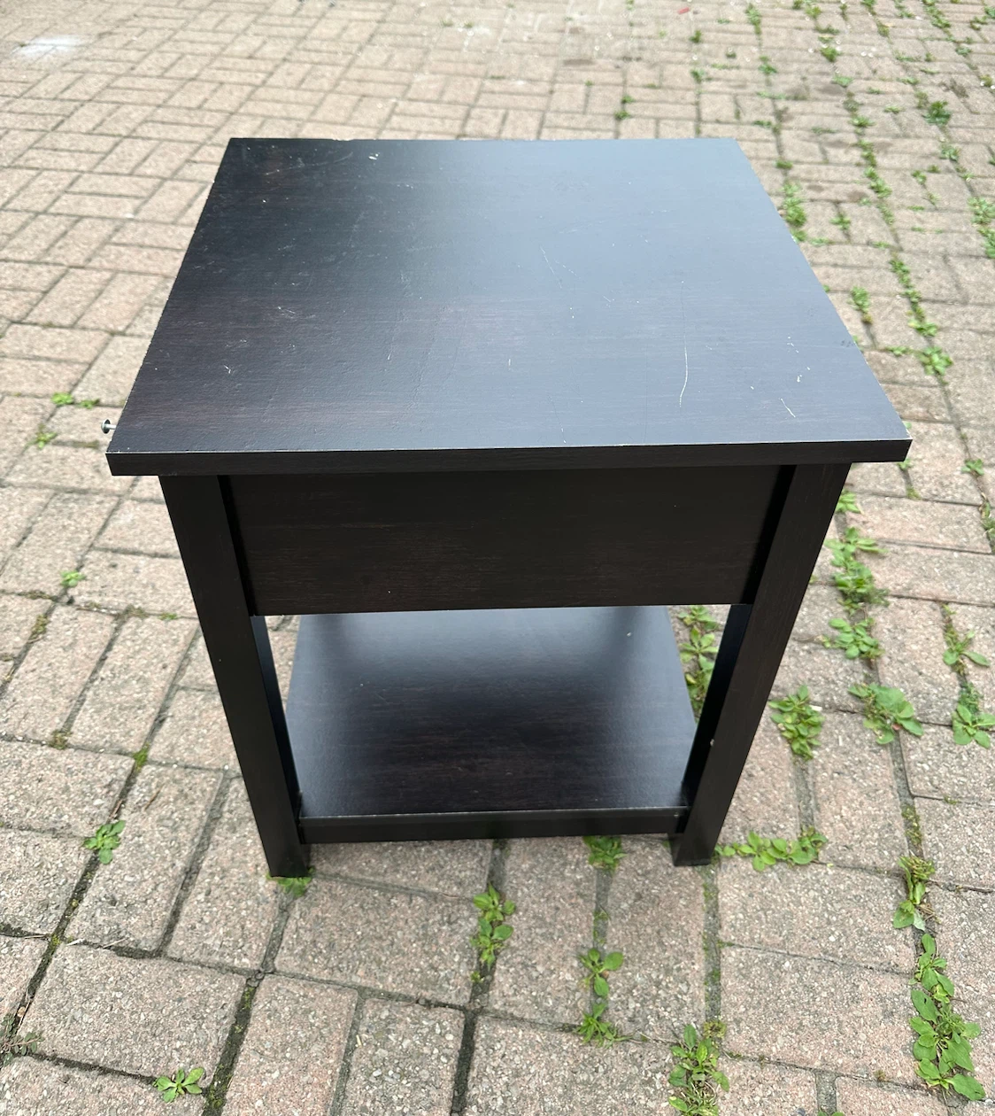 Black Wood Side Table with Drawer and Shelf - photo 4