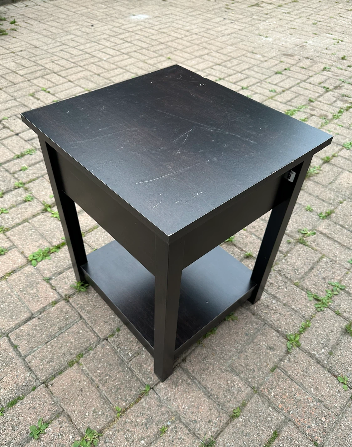 Black Wood Side Table with Drawer and Shelf - photo 5