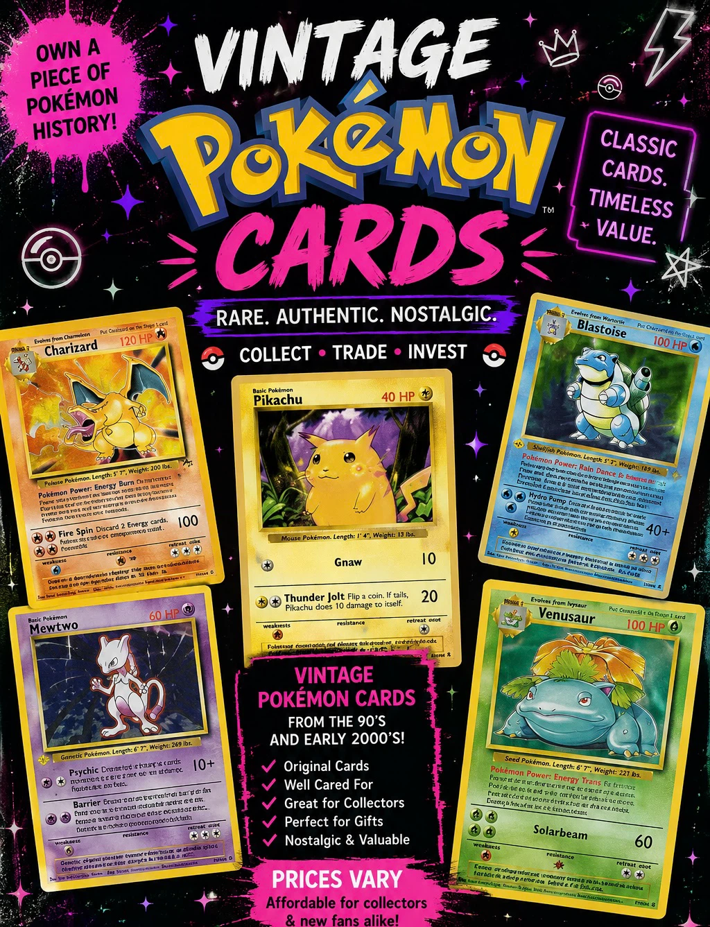 Vintage pokemon cards read description