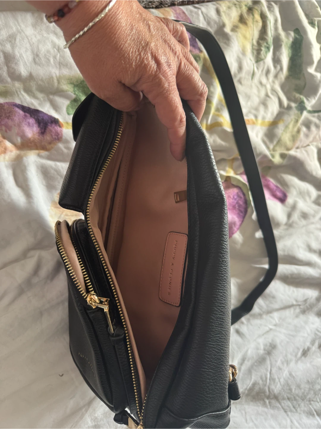 Poppy & Peonies Black Sling Bag - photo 3