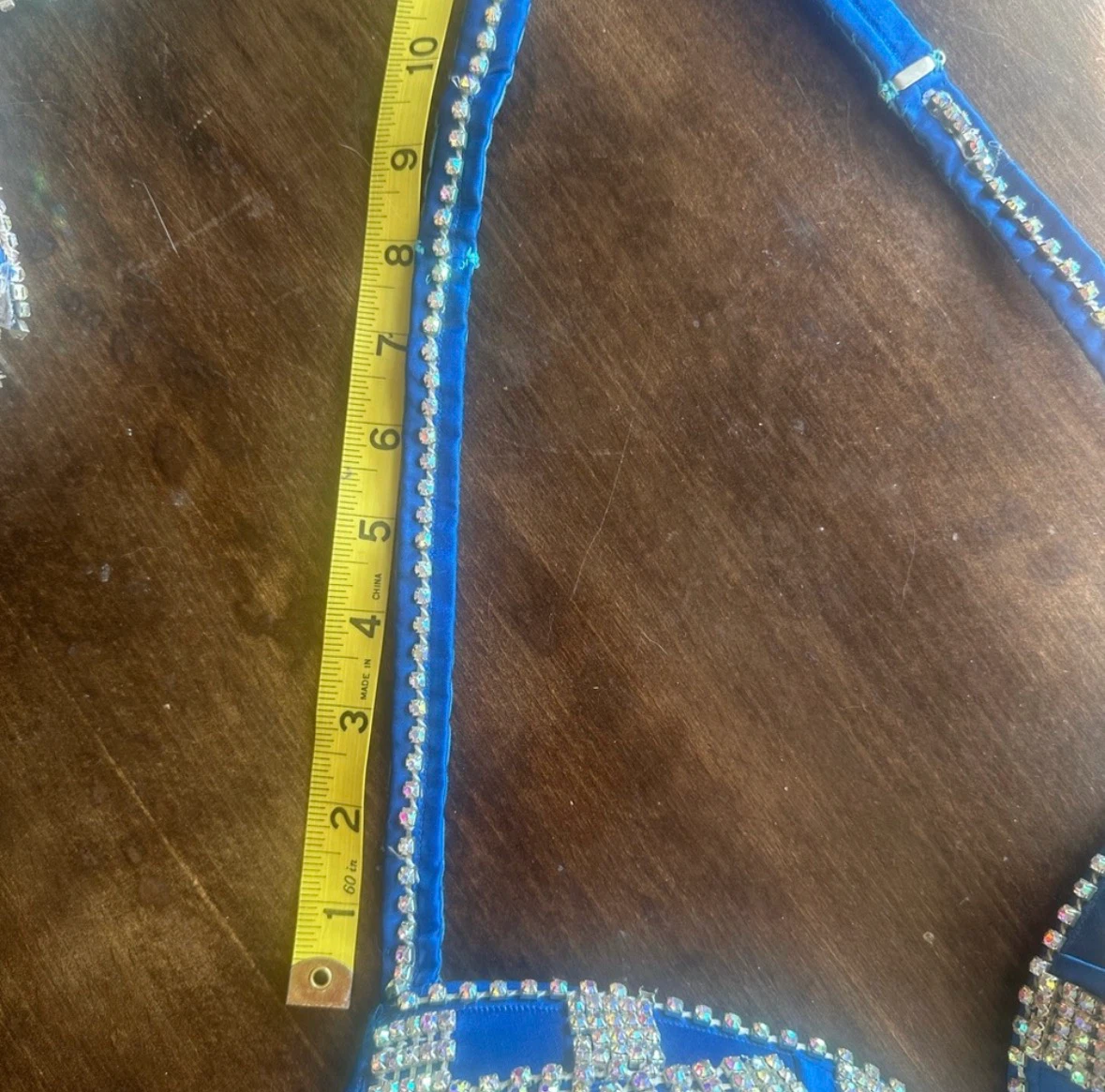 Blue Rhinestone Belly Dance Costume bra & belt Set - photo 5