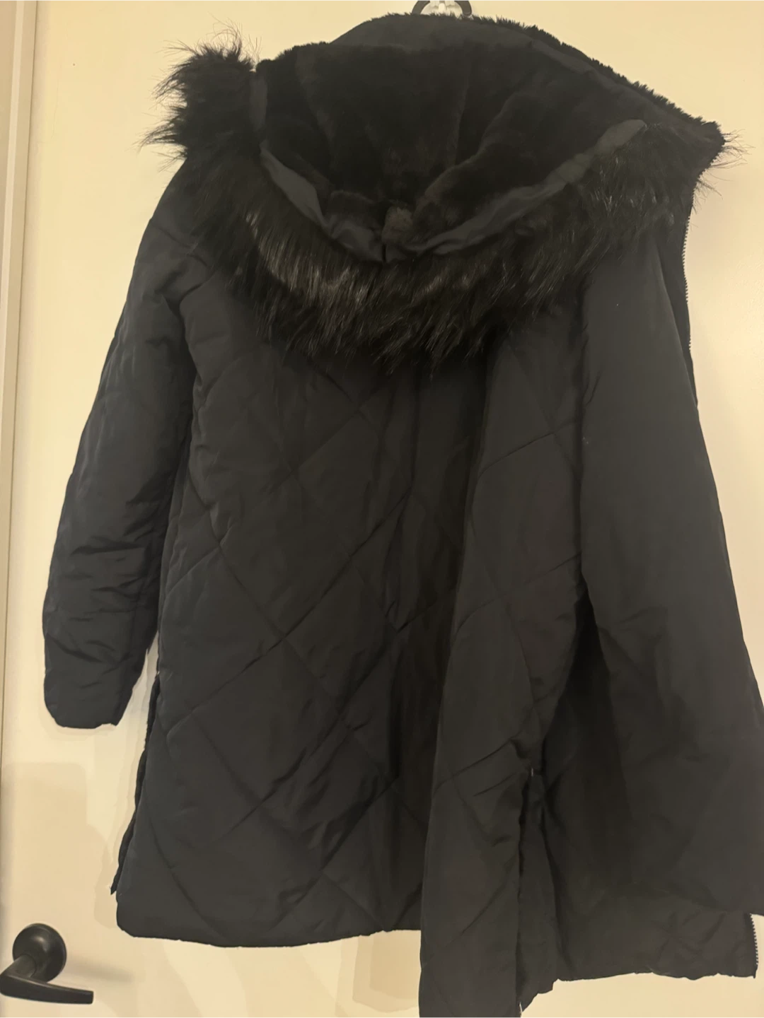 Nuage Black Quilted Puffer Winter Coat with Fur Hood - photo 2