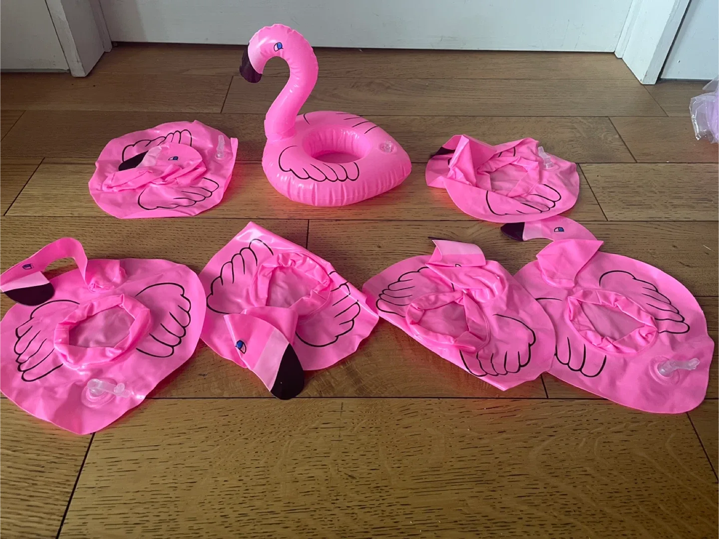 Inflatable flamingo drink holders