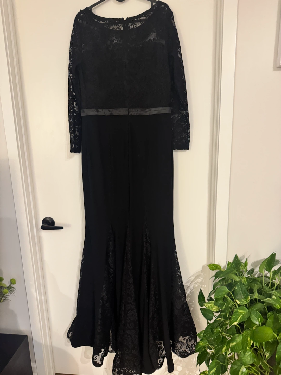 Black Lace Evening Dress with Long Sleeves - photo 2