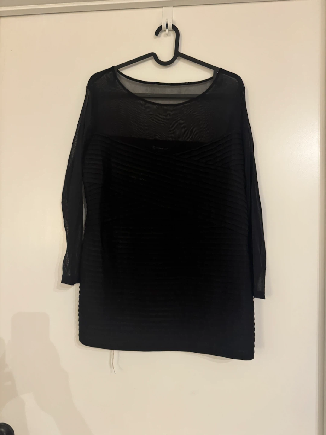 Black Sheer Long Sleeve Top