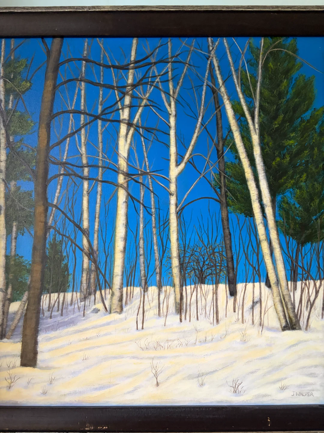 Original Winter Landscape Painting Signed J. Walker
