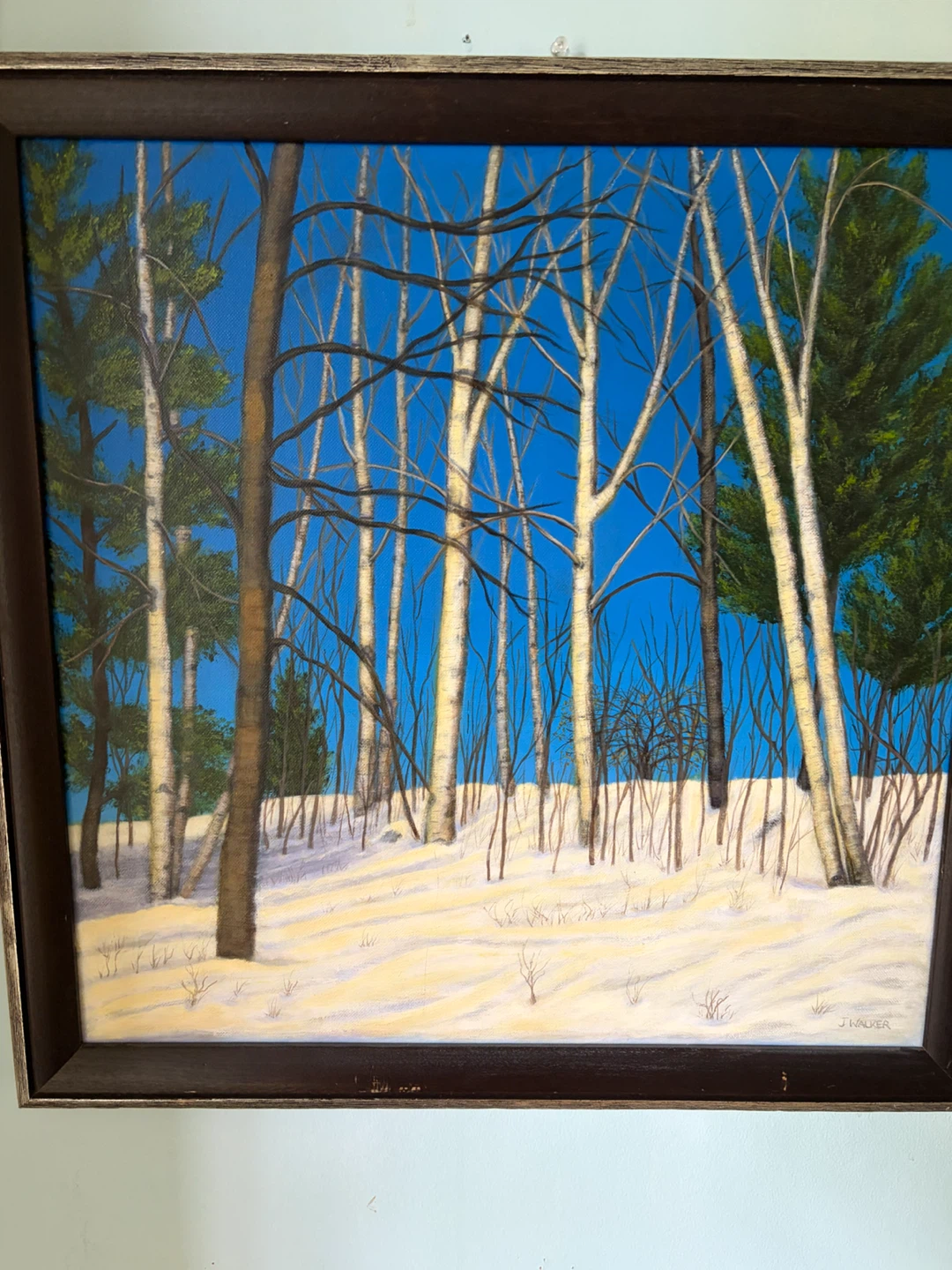 Original Winter Landscape Painting Signed J. Walker - photo 2