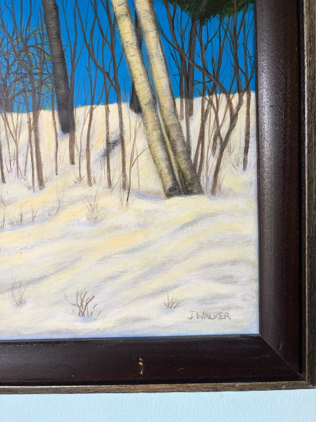 Original Winter Landscape Painting Signed J. Walker - photo 4