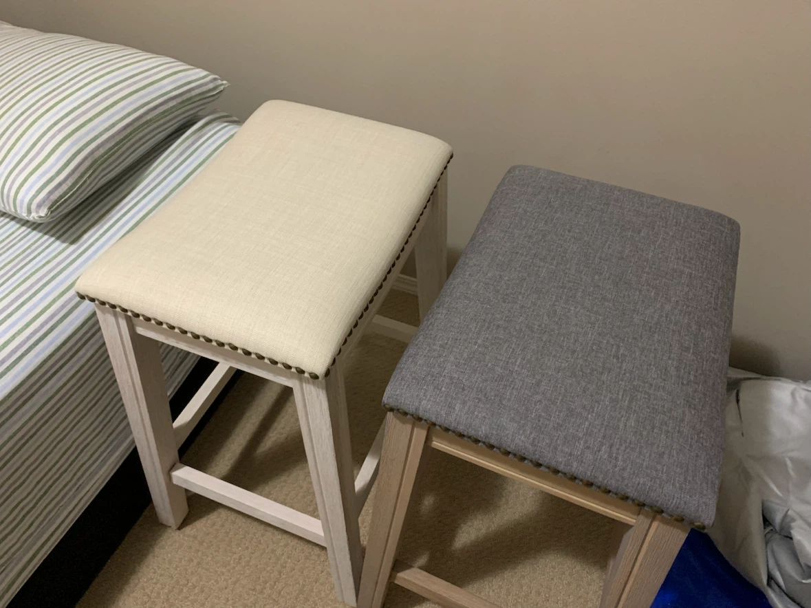 Bar Stools Set of 2 Cream & Grey