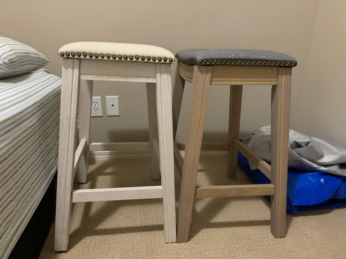 Bar Stools Set of 2 Cream & Grey - photo 2