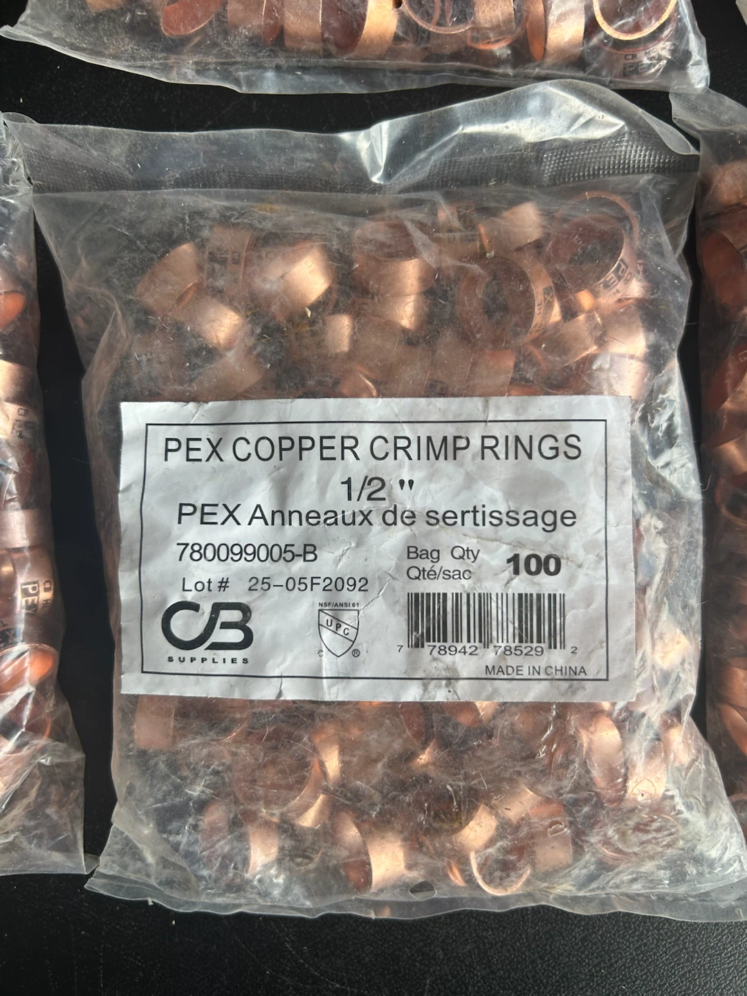 CB Supplies 1/2" PEX Copper Crimp Rings