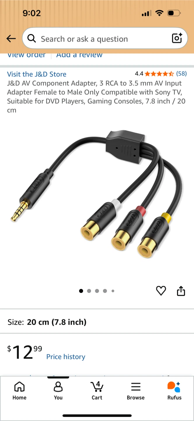 J&D AV Component Adapter 3 RCA to 3.5mm Male - photo 4