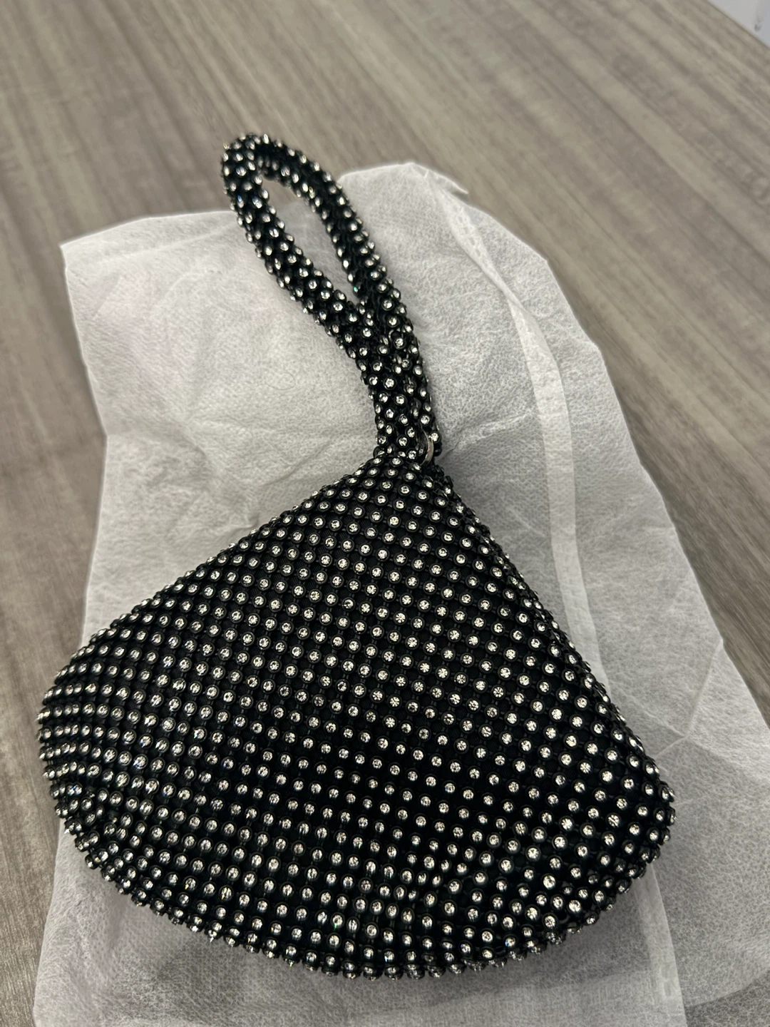 Sparkly Black Triangle Handbag with Handle
