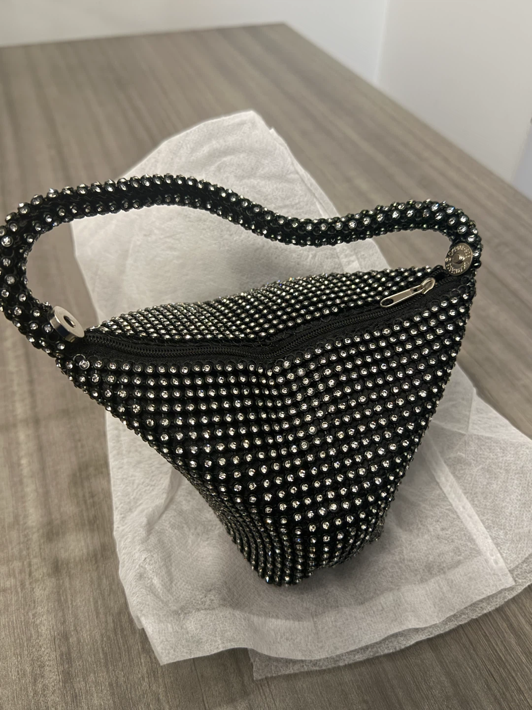 Sparkly Black Triangle Handbag with Handle - photo 2