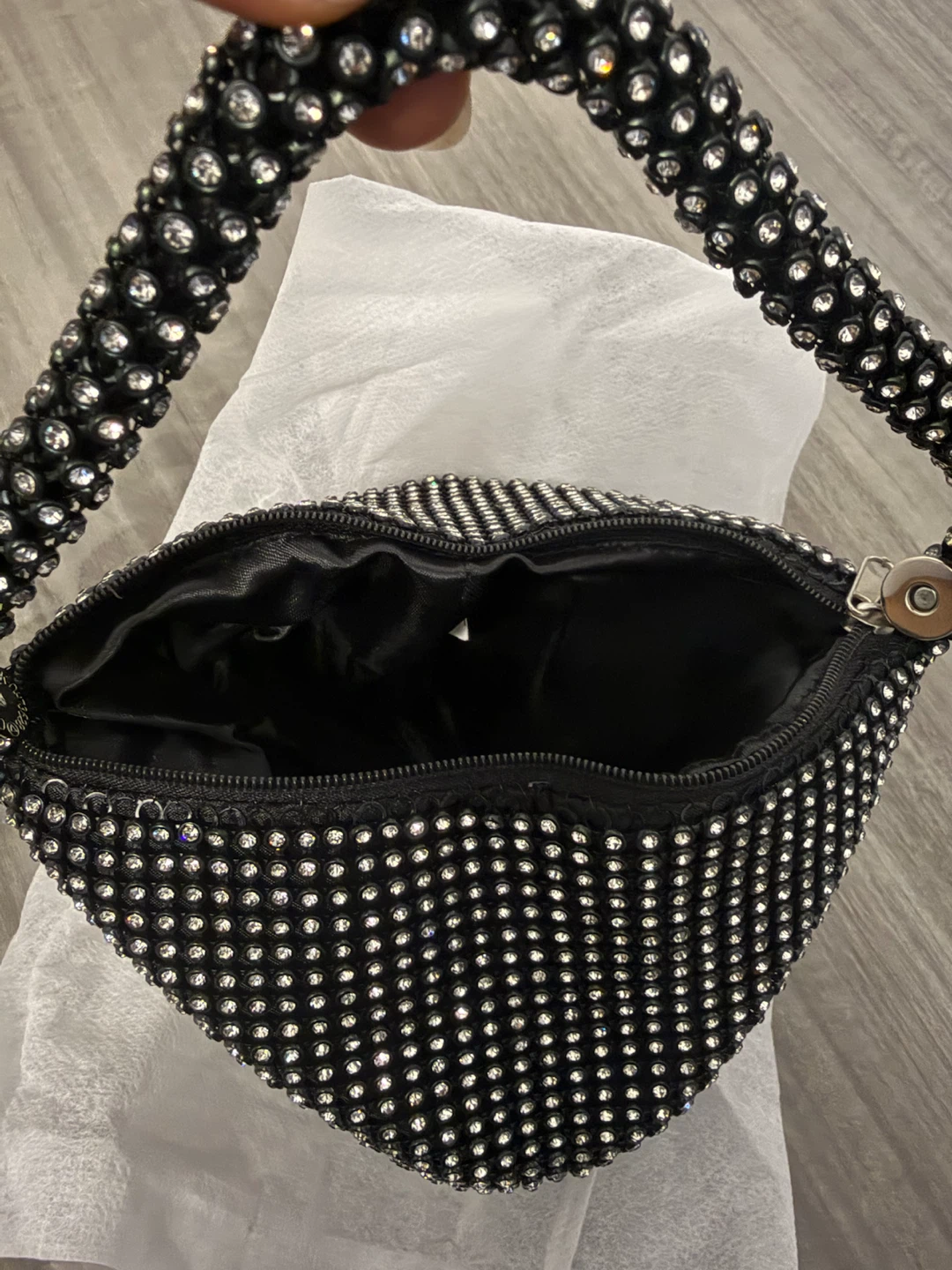 Sparkly Black Triangle Handbag with Handle - photo 3
