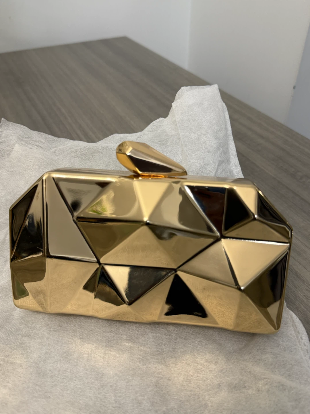 Gold Geometric Clutch Evening Bag - photo 2