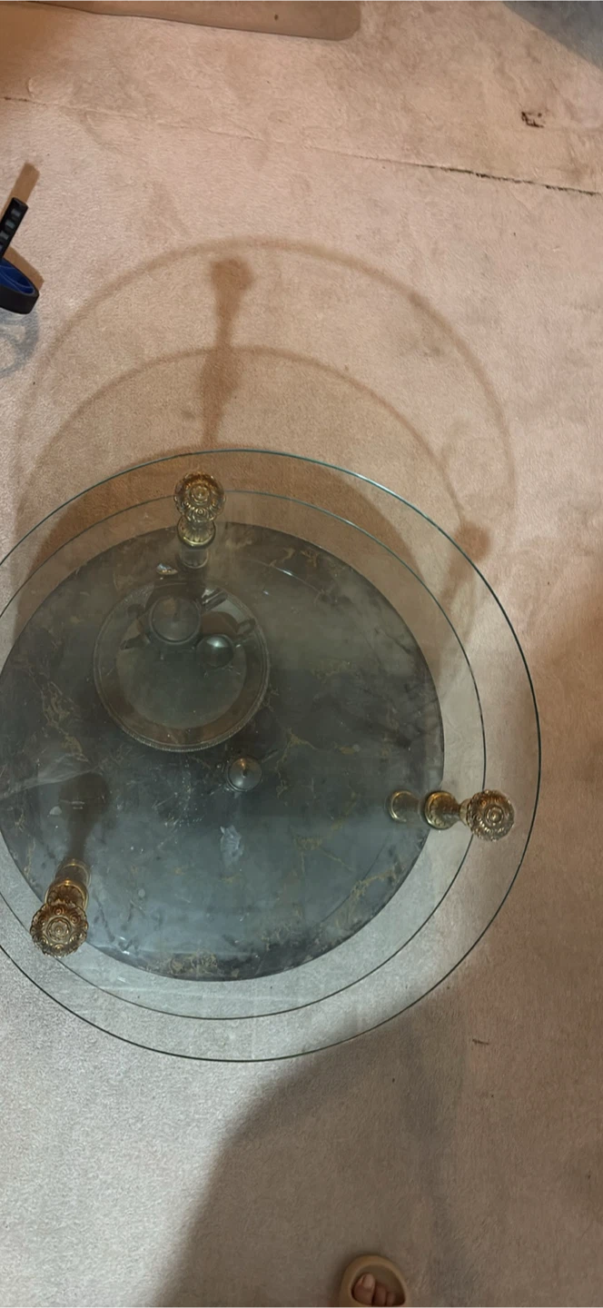 Vintage 3-Tier Glass and Brass Accent Table - photo 3
