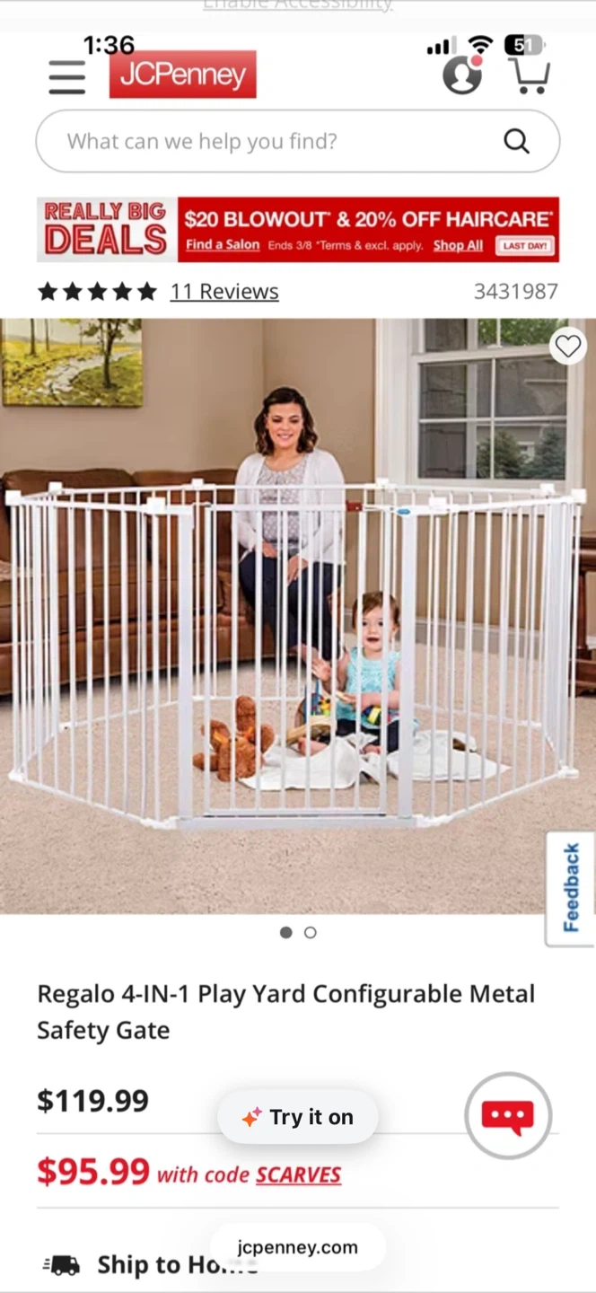 Regalo 4-IN-1 Play Yard Configurable Metal Safety Gate