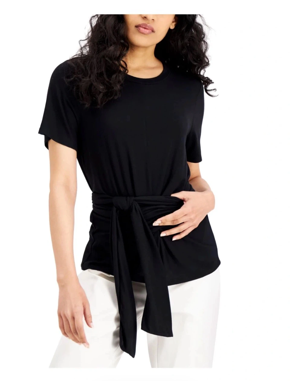 ZARA Black Tie-Front T-Shirt