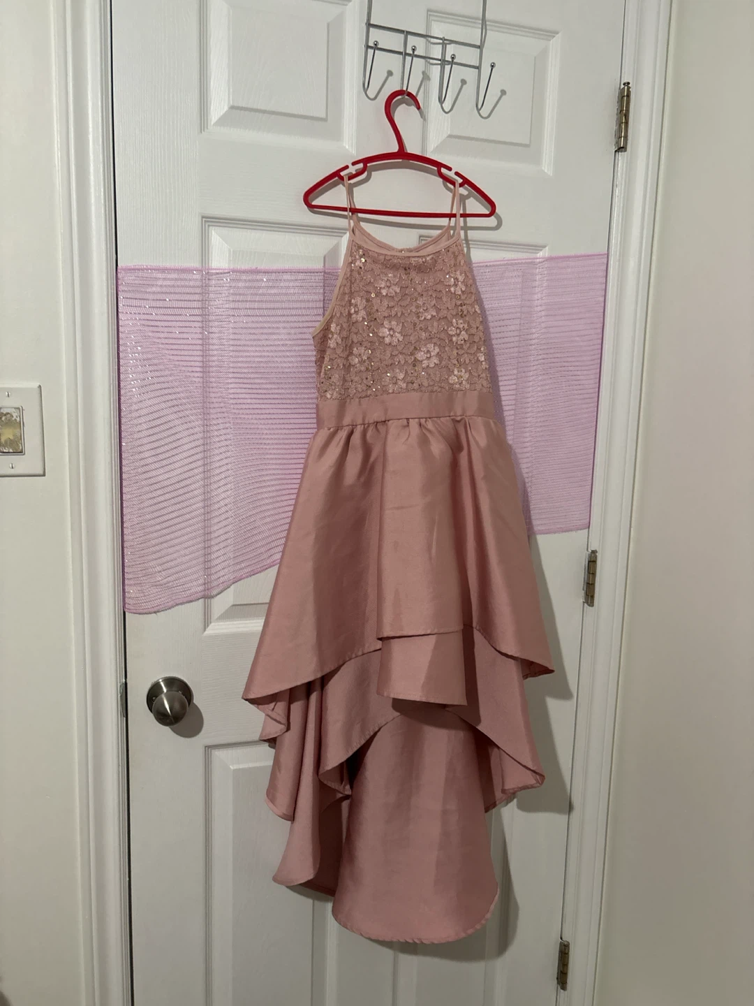 Pink High-Low Dress with Beaded Bodice - photo 2