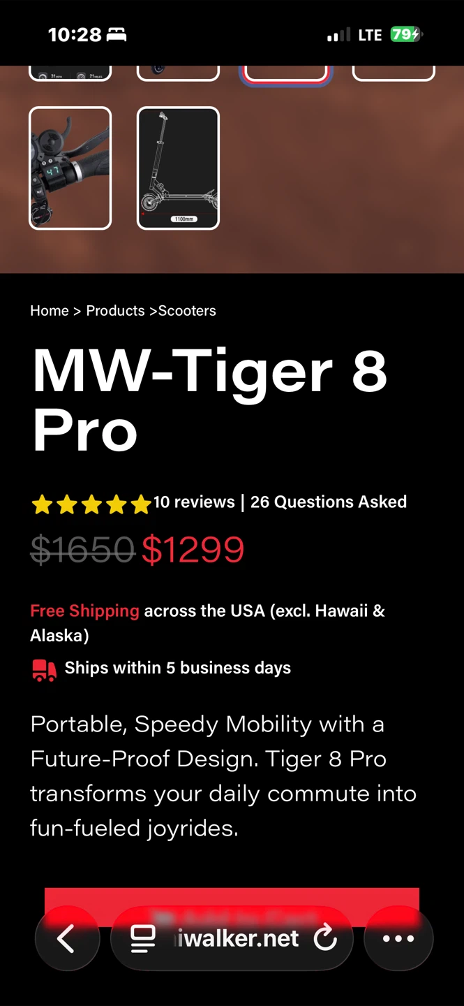 Miniwalker Dual Motor Electric Scooter - Parts or Repair