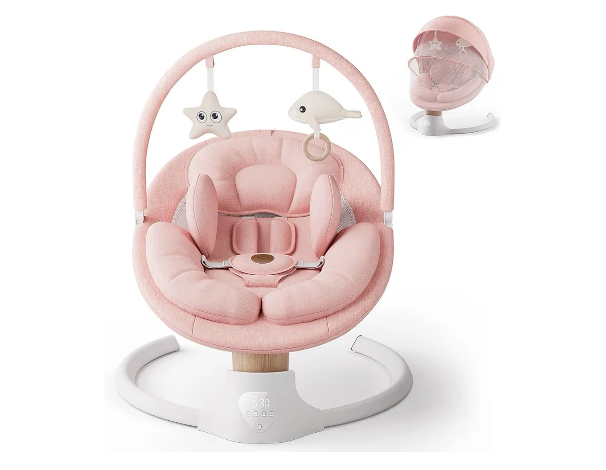 Pink Baby Bassinet and Rocker Set