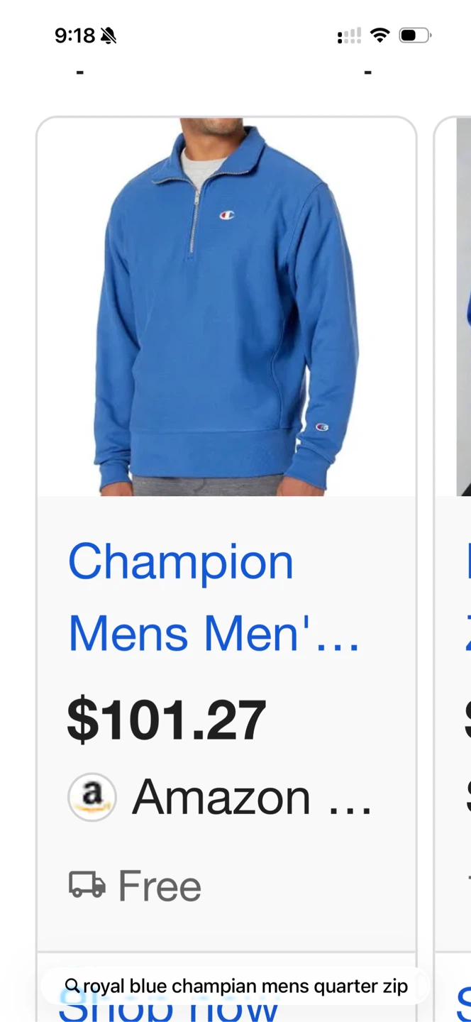 Champion Men's Reverse Weave Quarter Zip Sweatshirt - Royal Blue - photo 2