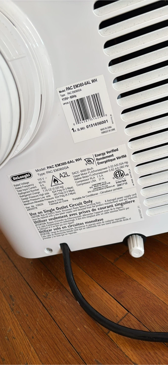 DeLonghi Pinguino PAC EM360-6AL WH Portable Air Conditioner - photo 5
