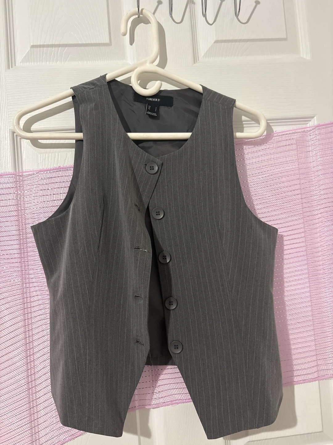 Forever 21 Grey Pinstripe Vest