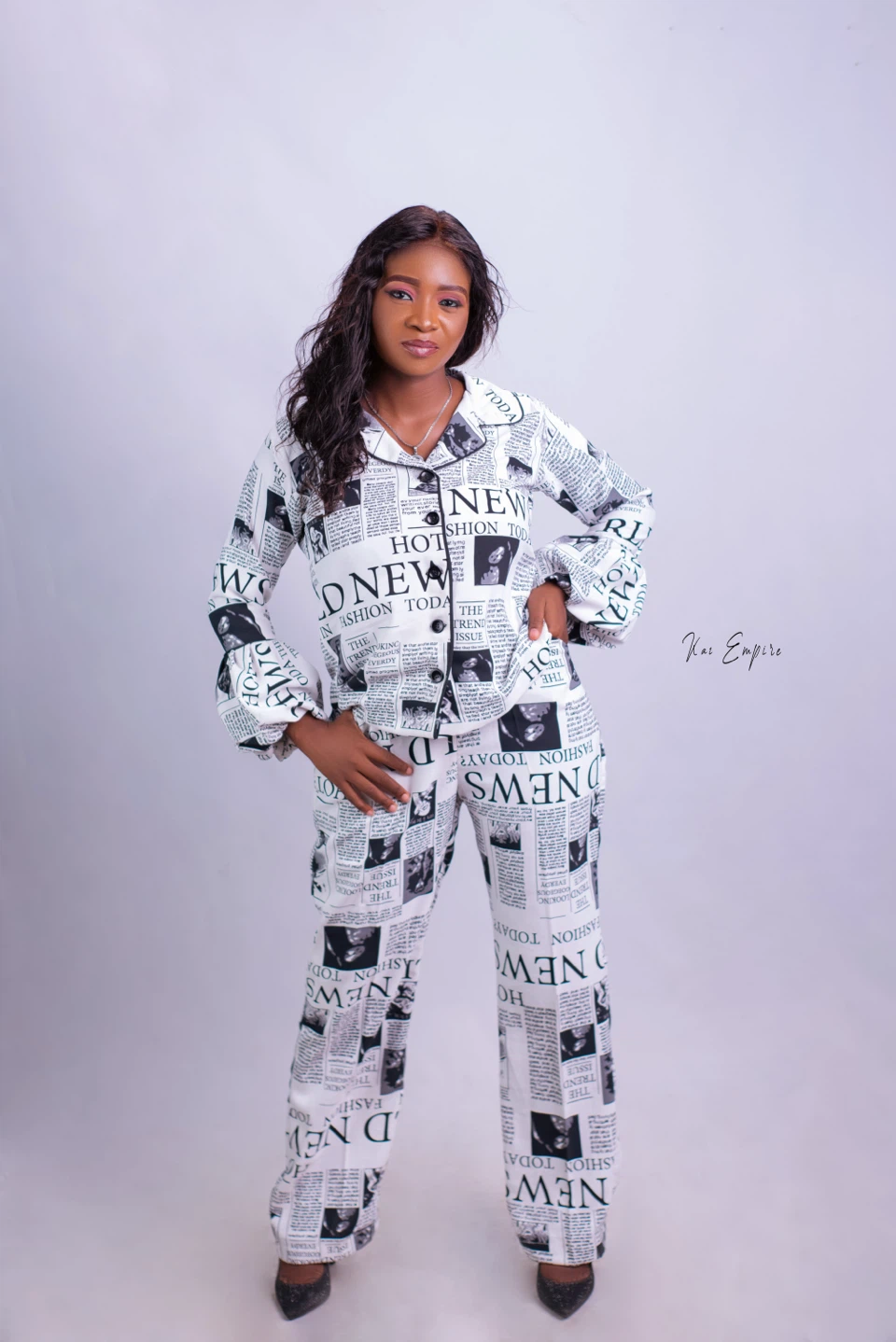 Newspaper Print Pajama Set