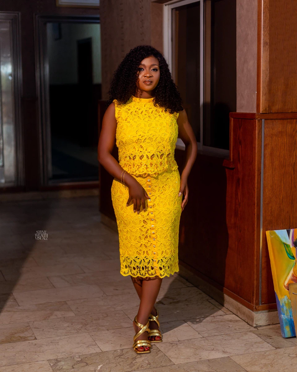 Yellow Lace Two-Piece Set