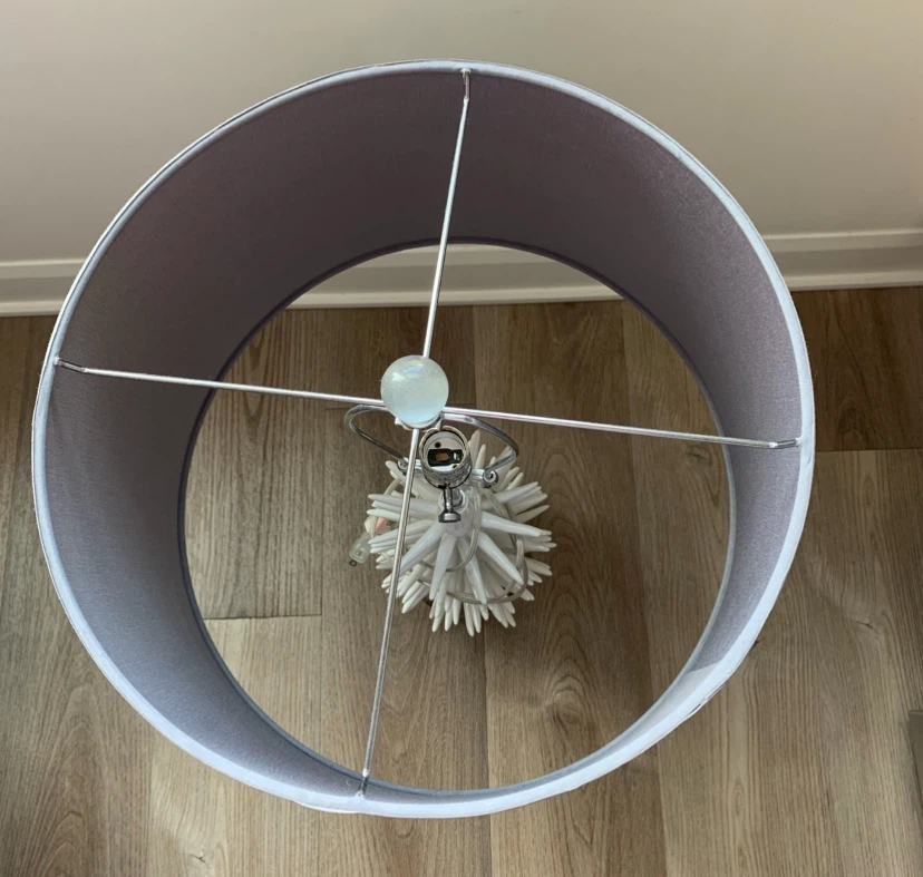 Modern Gray Table Lamp with Decorative White Ceramic Base - photo 2