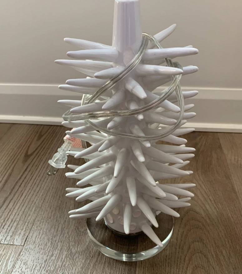 Modern Gray Table Lamp with Decorative White Ceramic Base - photo 3