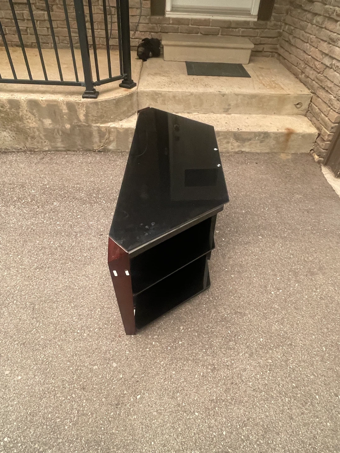 Black Glass TV Stand with Wood Accents - photo 3