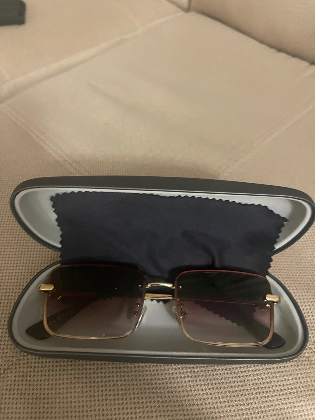 Square Frame Sunglasses with Case