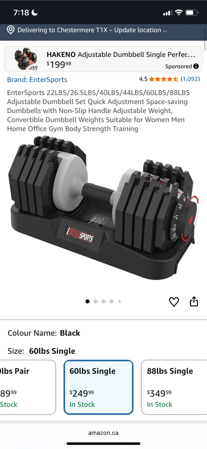 EnterSports Adjustable Dumbbell - photo 4