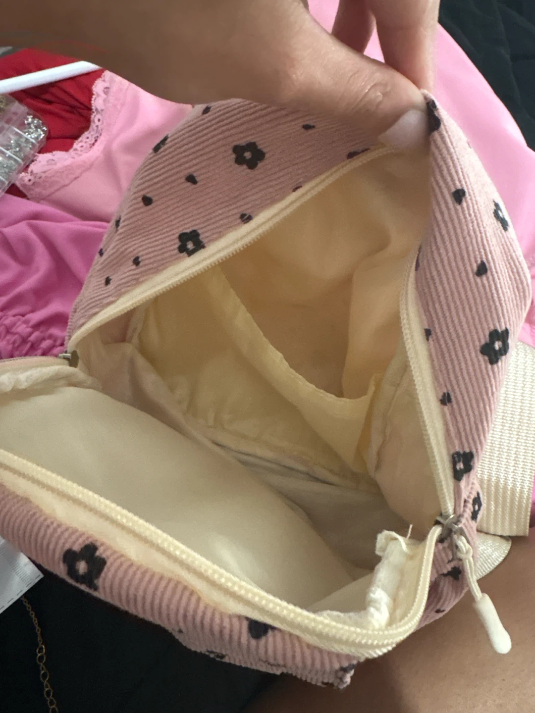 Pink floral corduroy mini backpack - photo 2