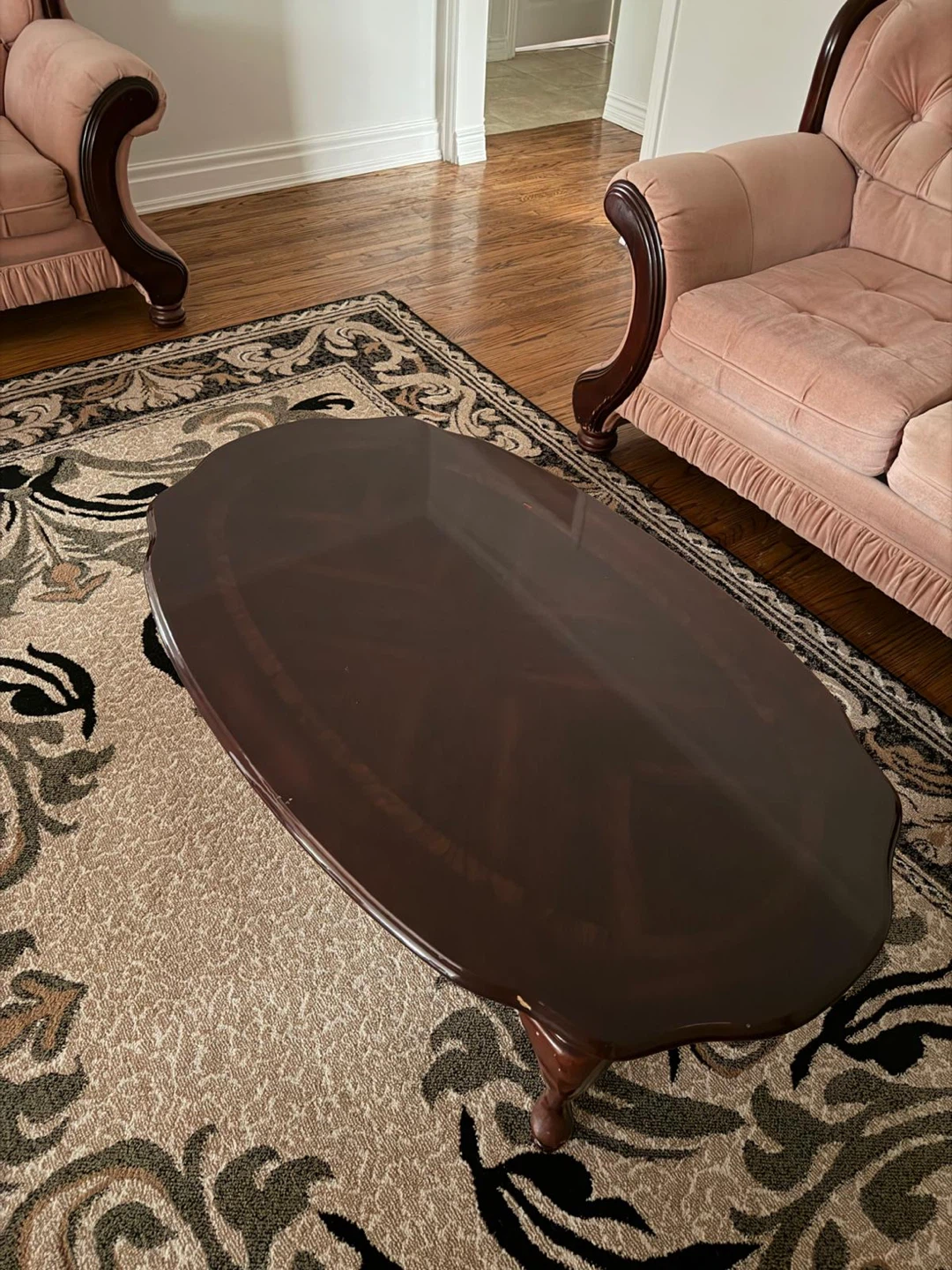 Dark Wood Oval Coffee Table