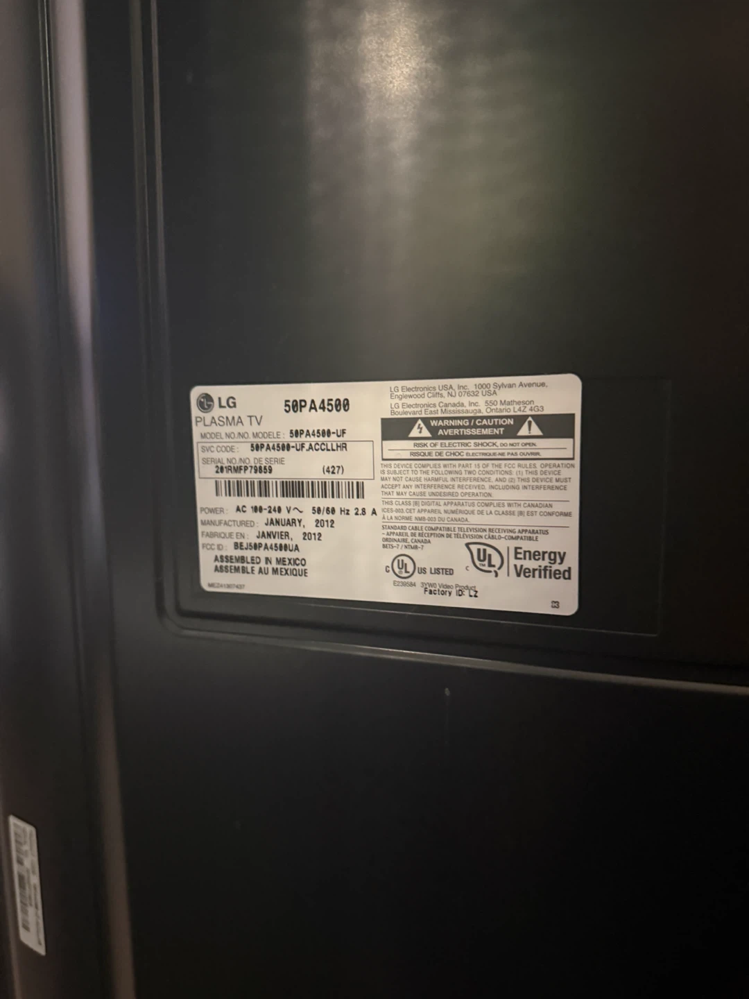 SEND OFFERS: LG 50-inch Plasma TV - photo 2
