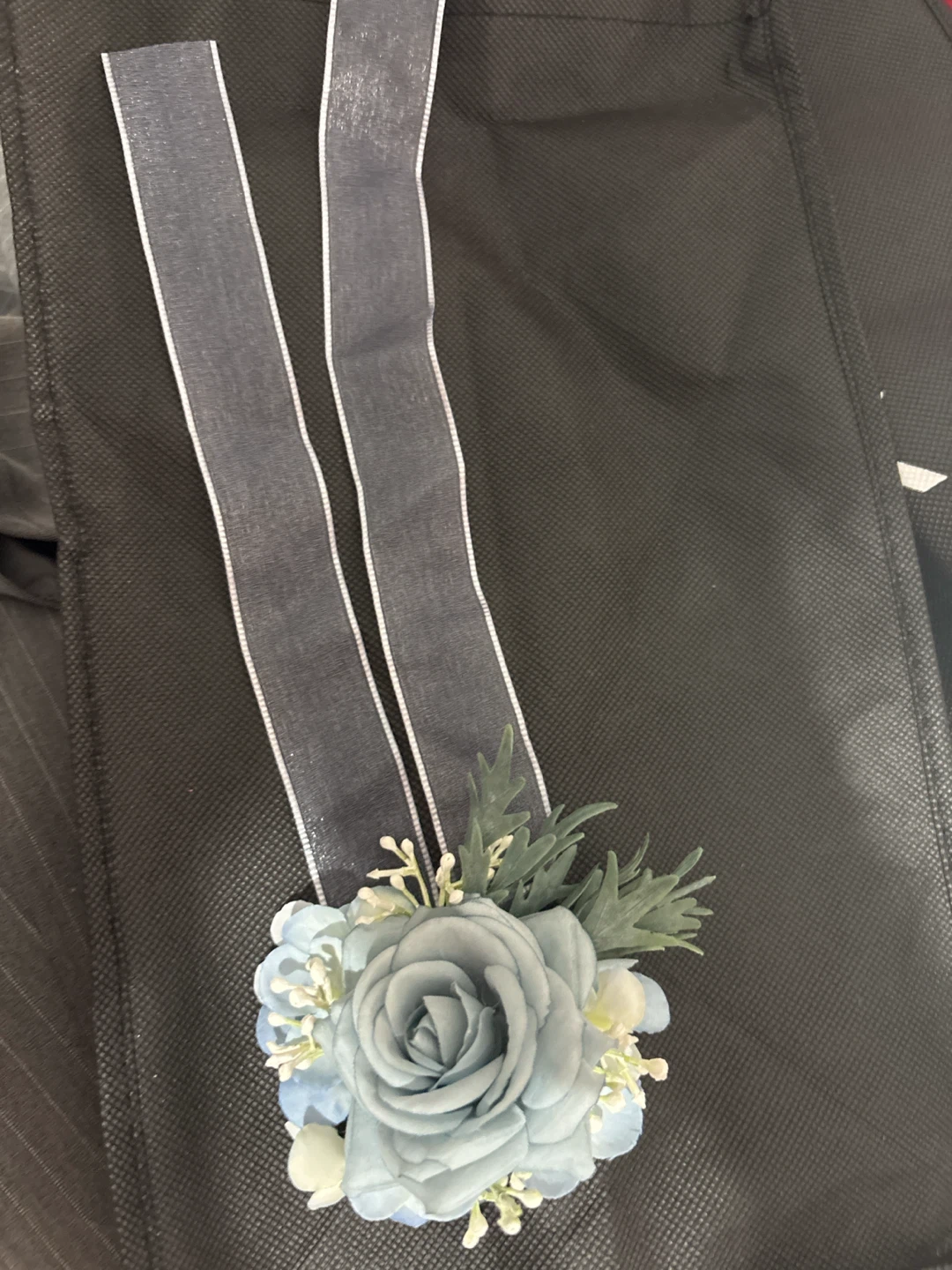 Light Blue Flower Corsage with Ribbons