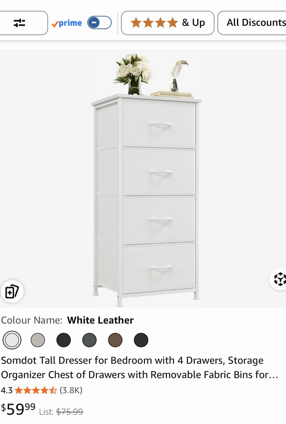 SEND OFFERS: Tall Dresser with 4 Drawers
