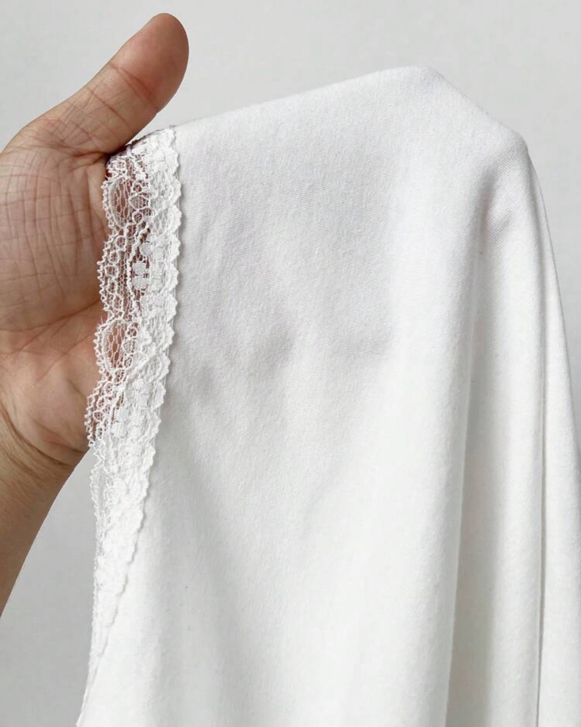 White V-Neck Lace Trim Top - photo 2